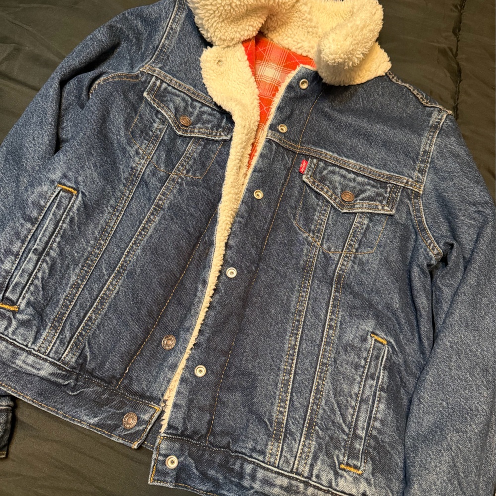 Levi's Blue Denim Sherpa Jacket